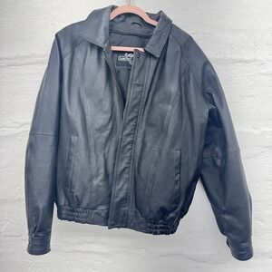 Leather Gallery Black Leather Bomber  Jacket  Small. Biker. Grunge. Y2K